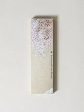 A rectangular box with a beige background and an illustration of white and pale purple wisteria flowers, featuring the text 'Reminiscent Flower Wisteria' vertically on the right side.