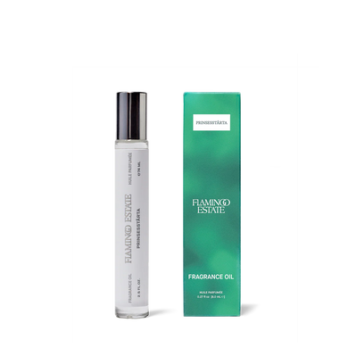 Flamino Estate fragrance oil bottle and packaging on a white background