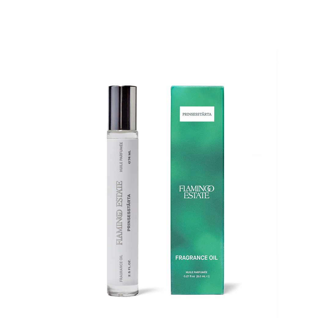 Flamino Estate fragrance oil bottle and packaging on a white background