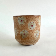 Spako Clay Wide Tumbler 5 burnt orange glaze multi floral pattern