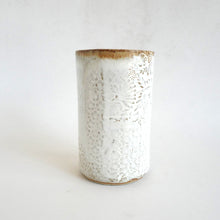 Spako Clay Tall Vase floral embossing, white glaze
