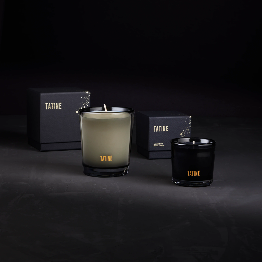 Tatine bergamot candle in two sizes and packaging