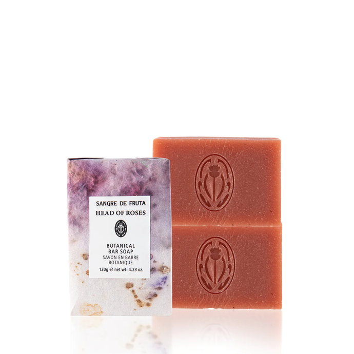 Sangre de Fruta Botanical Bar Soap - Head of Rose and limited edition artisanal paper wrapping
