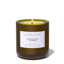 Flamingo Estate Highland Park Jalapeño candle in white background