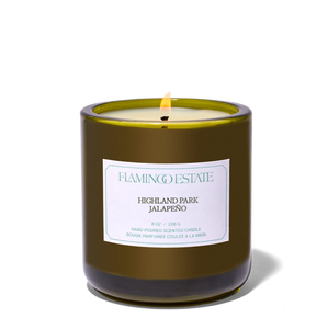 Flamingo Estate Highland Park Jalapeño candle in white background