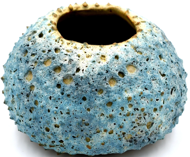 Sea Blue Puffer Bud Vase