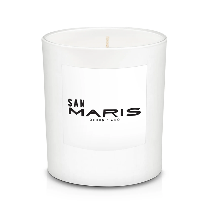 San Maris - Ocher | Amo candle in reusable white glass vessel