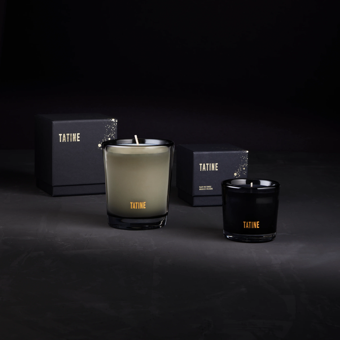 Tatine Kashmir Candle in two sizes and packaging