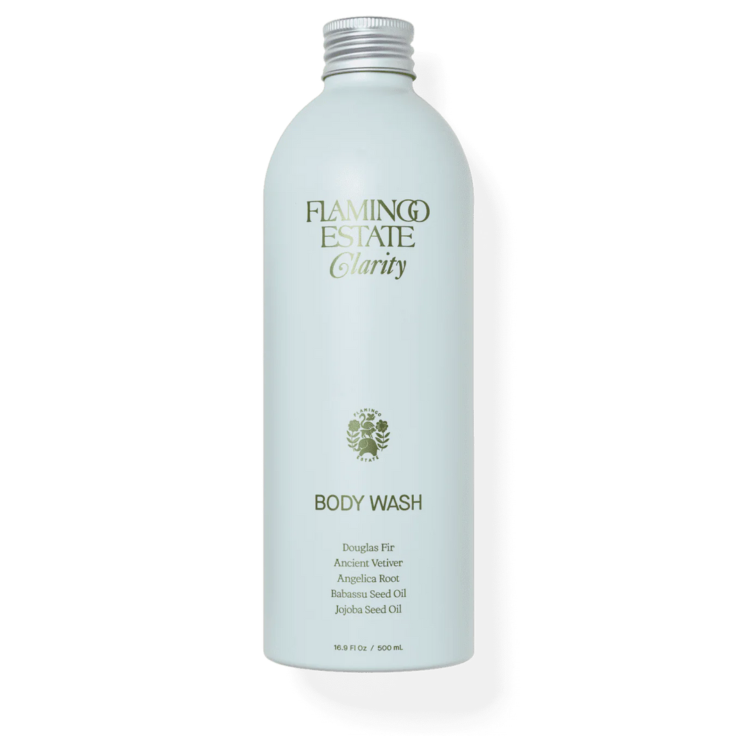 Flamingo Estate Peppermint & Juniper Berry Clarity Body Wash In aluminum bottle