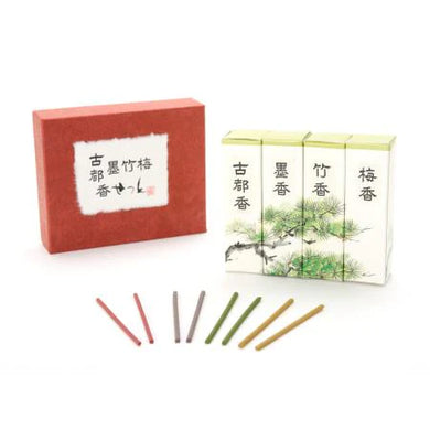 Set of incense sticks with packaging on a white background