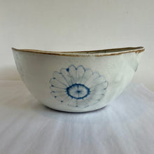 Extra large bowl with single blue flower pattern side view A