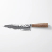 Knife with a wooden handle on a white background