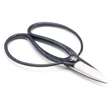 Pair of black-handled scissors on a white background