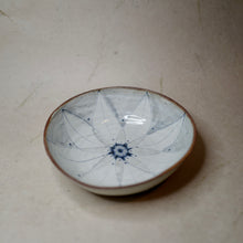 Spako Clay Shallow Serving Bowl No. 3 large blue flower in white glaze 