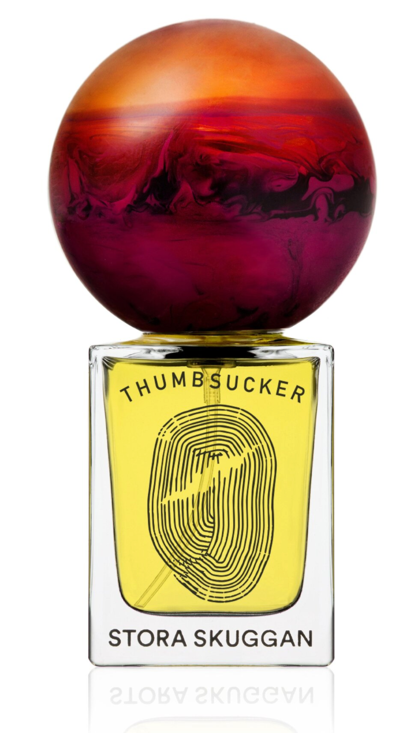 Stora Skuggan - Thumbsucker Eau de Parfum - perfume bottle with red color marble cap 