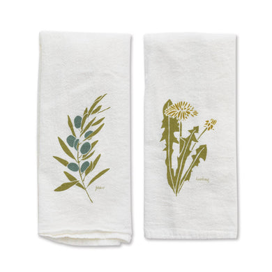 Peace + Healing Olive + Dandelion print pattern Napkins.