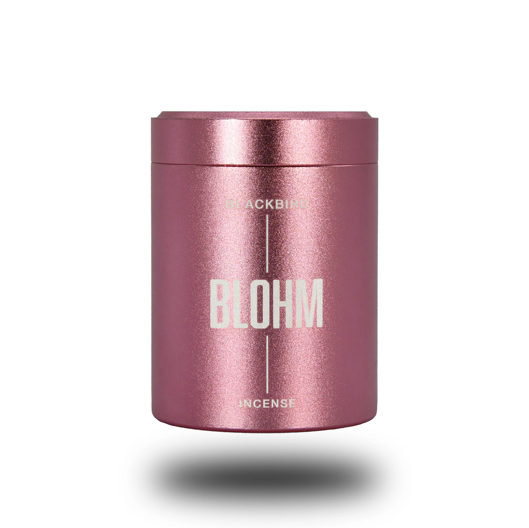 Blackbird Precious Flowers Incense Series: Blohm. Metallic pink container with white label. 