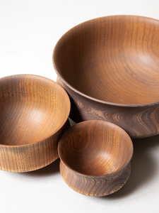 Top view of three Sinafu Deco Bowls in various sizes. 